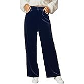 CUPSHE Velvet Pants for Women Wide Leg Dressy Velour Palazzo Work Pants with Pockets