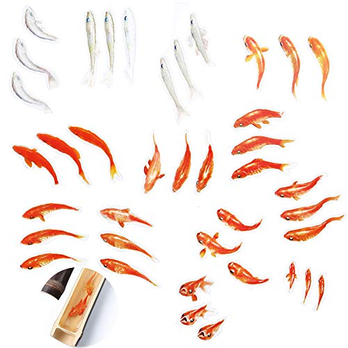 Jurxy 13 Sheets 3D Koi Pond Clear Film Sticker - Simulation Resin Decorative Sticker for DIY Fish Mold Painting and Jewelry Making - Small Fish