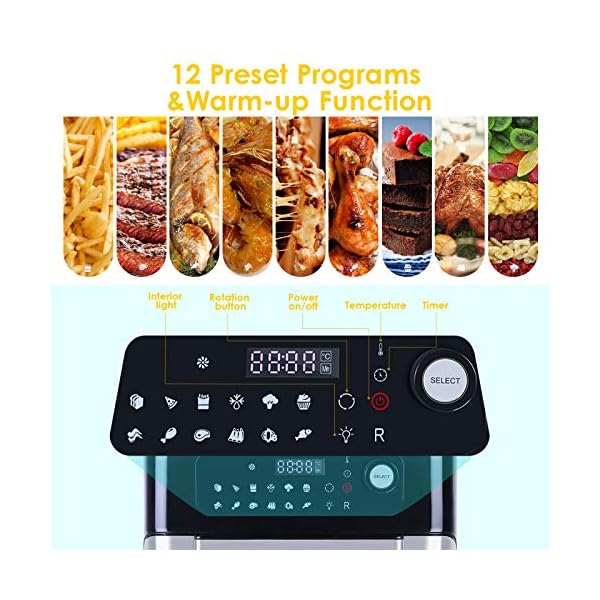 Uten-Automatic-Multifunctional-Air-Fryer-Oven-Smart-Tabletop-Oven-10L-1500W-Hot-Air-Oven-with-12-Programs-with-LED-Touch-Screen-Temperature-and-Control-for-Baking Air Fryer Oven, Uten 10L Digital Air Fryers Oven, Smart Tabletop Oven with 12 Preset Menus, LED Touch Screen Temperature…
