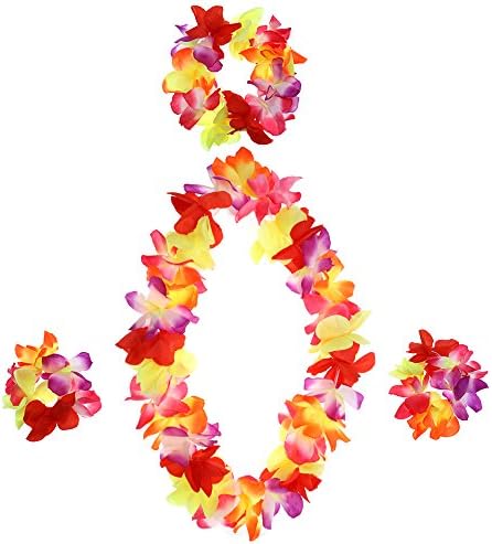 Inxens Tropical Hawaiian Luau flower Leis Jumbo Necklace Set For Party Favor