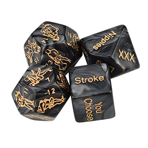 Funny Romantic Role Playing Dice Game Set of 4, for Honeymoon bacherette Party,Him and Her, Bridal Shower, Groom Roast,Newlyweds, Wedding, Anniversary, Marriage