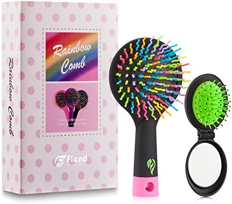 Detangling Hair Brush - Flend Rainbow Comb Pairs for Adults &amp; Kids - Detangle Hair Easily With No Pain (Black)
