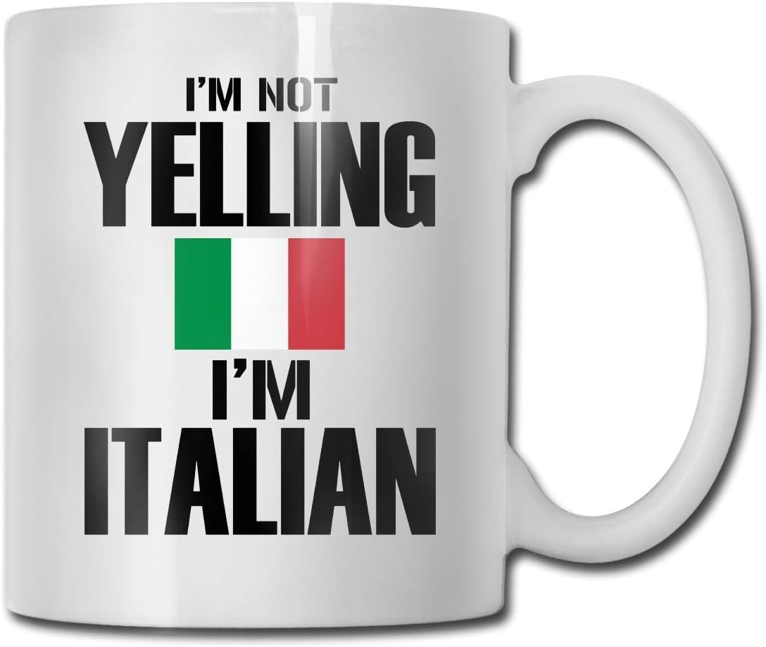 Im Not Yelling Im Italian Cocoa Mugs Ceramic Coffee Cups with Large C-Handle Funny Coffee Mug Cool Coffee Tea Cup 11 Ounces Perfect Gift for Family and Friend