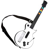 DOYO Wireless Wii Guitar Hero Controller with Strap - White | Compatible with Guitar Hero and Rock Band 2 &amp; 3 (Excludes Rock Band 1)