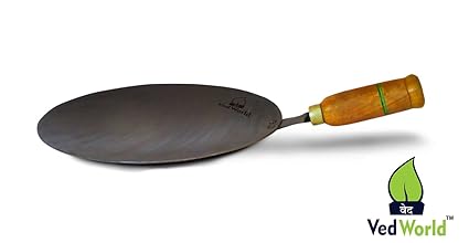 Vedworld� Iron Tawa FRY PAN Original Loha Iron Lokhand with Wooden Handle Handmade Roti Chapati Tawa
