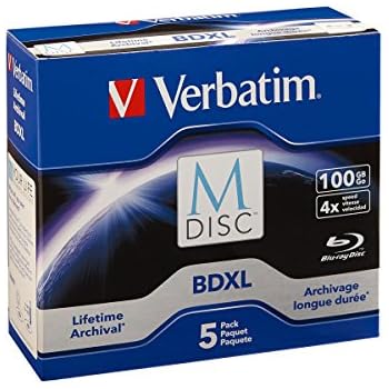 Verbatim M Disc BDXL 100GB 4X 5 Pack Jewel Case 98913