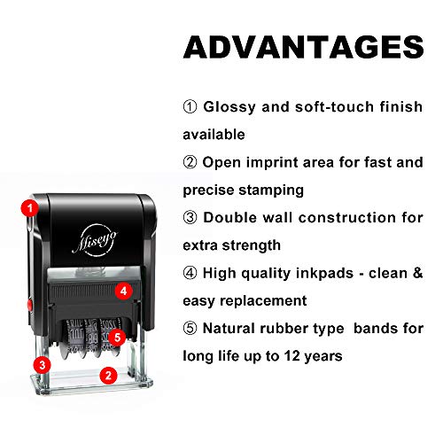 Miseyo Self Inking Rubber Date Stamp - Red Ink (1328)