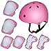 Kiwivalley Kids Boys and Girls Outdoor Sports Protective Gear Safety Pads Set [Helmet Knee Elbow Wrist] for Rollerblades, Scooter, Skateboard, Bicycle, Rollerblades (Pink)