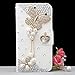 UnnFiko Galaxy S7 Edge Wallet Case, Handmade Luxury 3D Bling Crystal Rhinestone Leather Purse Flip Card Pouch Stand Cover Case for Samsung Galaxy S7 Edge (Pearl Butterfly)