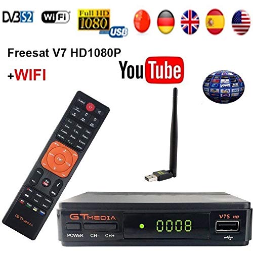 ETbotu Freesat V7S HD FTA Digital Satellite TV Receiver DVB-S2/S Support BissKey 1080P EU Plug - Thumbnail 3