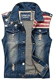 Camo Coll Men's Sleeveless Lapel Denim Vest Jacket