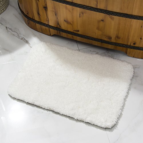 Soft Microfiber Non-slip Antibacterial Rubber Luxury Bath Mat Rug 16"X24" White - Thumbnail 3