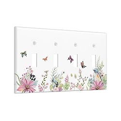 Butterfly Flower Quad Toggle Light Switch Cover