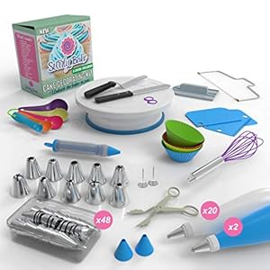 Swirly Bake Cake Decorating 100 Piece Set. Piping Tips, Cake Turntable, Piping Bags, Spatulas, Cupcake Mould, Cake…