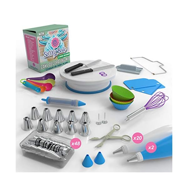 Swirly Bake Cake Decorating 100 Piece Set. Piping Tips, Cake Turntable, Piping Bags, Spatulas, Cupcake Mould, Cake…