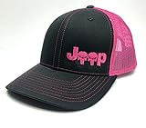 Jeep Logo With Punisher Skull Symbol Left Panel Embroidered Mesh/Twill Cap (Neon Pink/Charcoal)