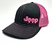 Jeep Logo With Punisher Skull Symbol Left Panel Embroidered Mesh/Twill Cap (Neon Pink/Charcoal)