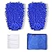 INTEY Car Wash Mitt, Car Cleaning Kit, 2 Packs Microfiber Chenille Wash Glove with 27x12 Inch Towel, Blue
