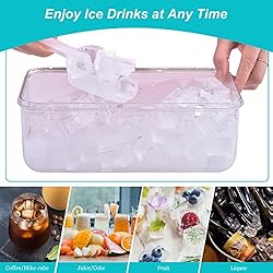 Burfocus Ice Cube Tray for Freezer With Lid and Bin
