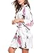 ADORNEVE Women Short Kimono Robe Peacock Pattern Satin Sleepwear Bathrobe