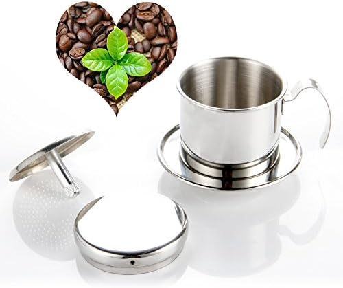 YUL Coffee Maker Pot, Stainless Steel Vietnamese Coffee Drip Filter Maker Single Cup Coffee Drip Brewer - Portable,Paperless for Home Kitchen Office Outdoor Use