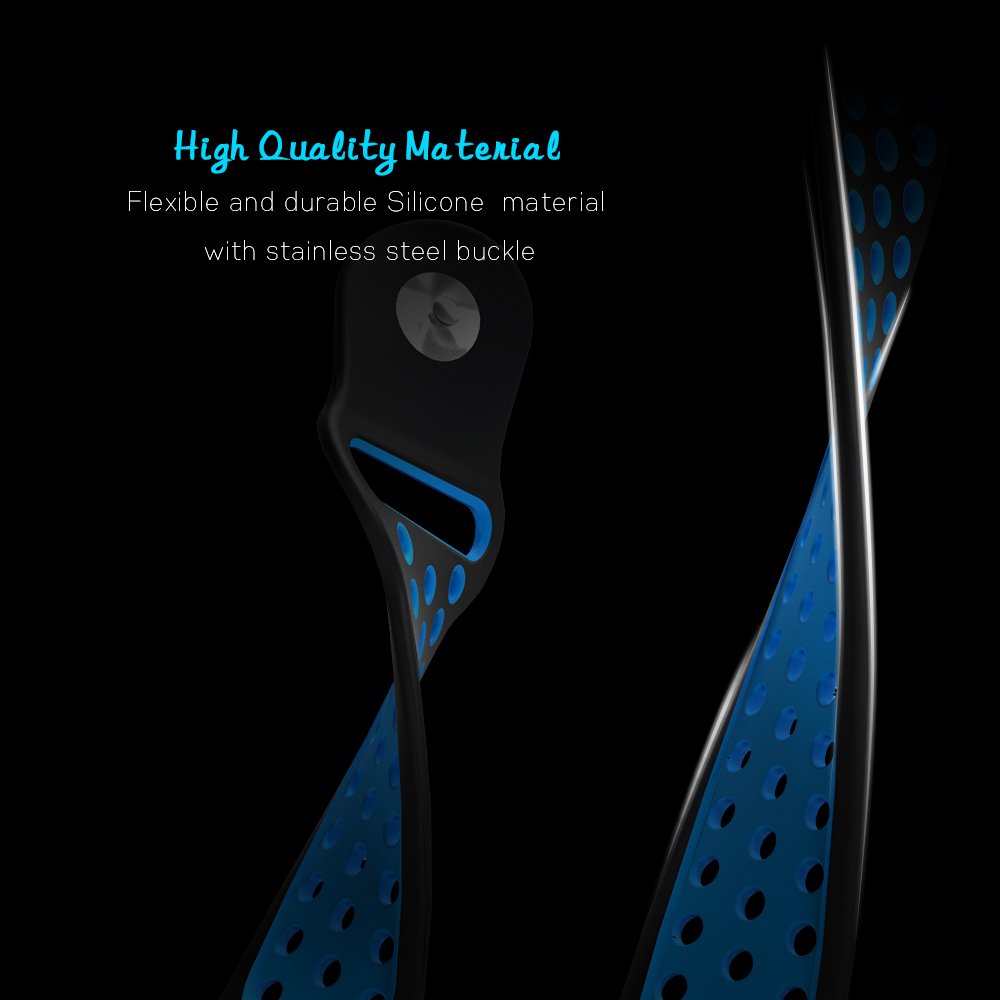 Accessories for Fitbit Blaze Band Strap,Gel Soft Silicone Replacement Sport Band for Fitbit Blaze Smart Fitness Watch (Black&Blue, 5.1-6.9 inch)