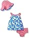 Gerber Baby Girls 3-Piece Sundress, Diaper Cover and Hat Set, Blue Daisies, 0-3 Months