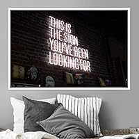 Framed Canvas Wall Art Illuminated Words 3D Industrial Inspirational Multicolor Neon Pop Art Quotes Typography Urban - 16x24 inches