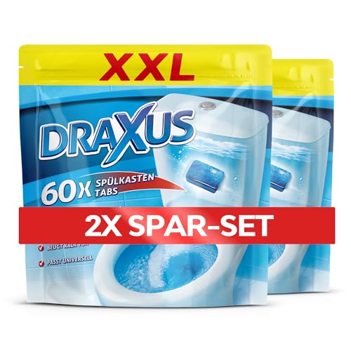 DRAXUS 60x Spülkasten Tabs I Wasserkastenwürfel für den Spülkasten im XXL Pack I Färbt das Wasser blau I Sorgt für extra Frische und hält die Toilette