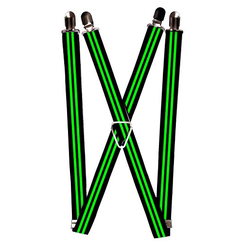 Black and Bright Green Horizontal Stripes Suspenders