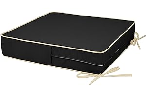 RULAER Patio Chair Cushion 20X20X4 Inch Outdoor Waterproof Seat Cushions Indoor Firm Yet Comfortable Square Dining Chair Pads Double Piping Washable Chair Pad (20x20x4（1pc）, Black)