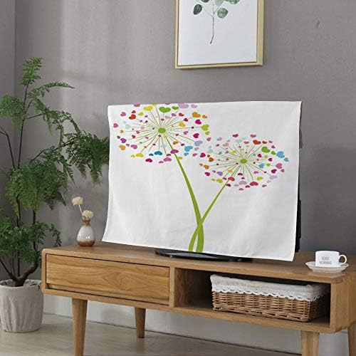 テレビカバー 防塵カバー 液晶テレビカバー 60vのテレビに適用 Pc 上等 ディスプレイ カバー ハート形のカラフルな花びらのロマンスバレンタインデザイン 多色の春タンポポの花 花