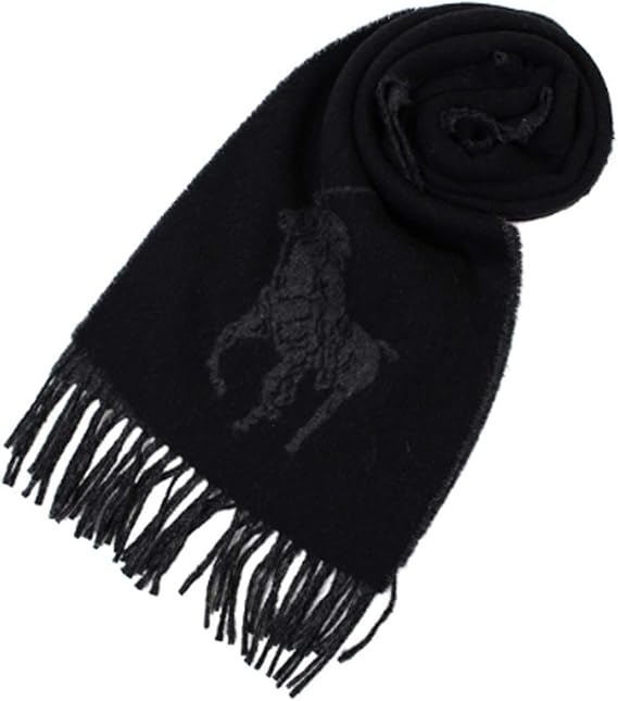 Amazon ポロ ラルフローレン マフラー Polo Ralph Lauren ニット ウール Big Pony Scarf ブラック 並行輸入品 マフラー 通販