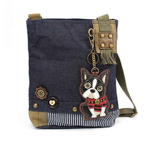 Chala Canvas Crossbody Messenger handBags with Keyfob/ Coin Purse- (Boston Terrier)