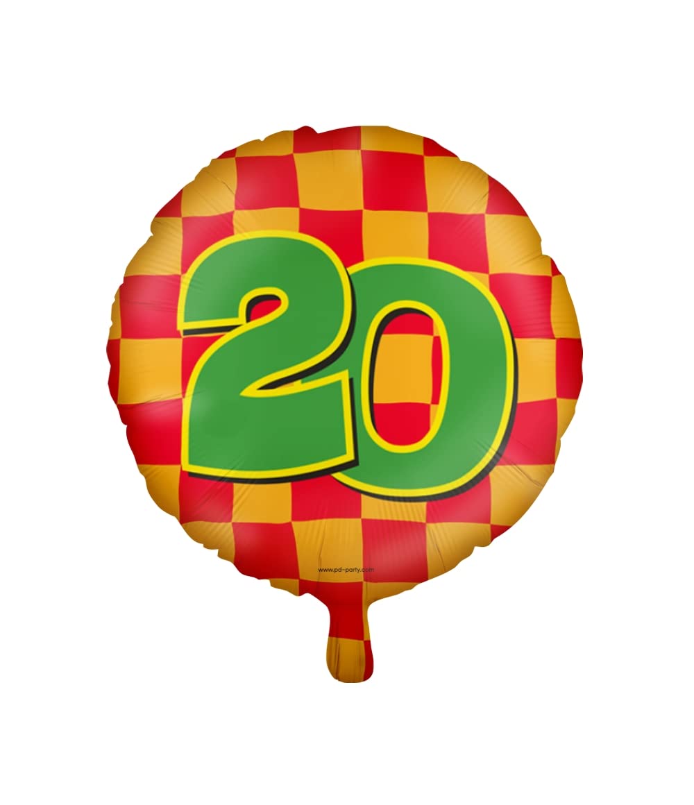 PD-Party 7042120 Happy Foil Balloons | Celebration | Party | Decorations - 20 Years, Gold/Red, 46cm Length x 46cm Width x 46cm Height