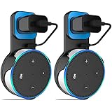 Amazon Echo dot 2nd Outlet Wall Mount Hanger Holder Stand for Amazon Echo Dot 2nd Generation (Short Cable Included) Plug in Kitchens, Bathroom and Bedroom (Black 2 Pack)