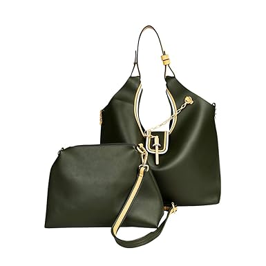 Alipher Alipher Women Tote Bag Leather Shoulder Bag Handle Satchel Handbags Large Capacity Bag In Shopping Working Darkgreen