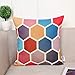 WOMHOPE 4 Pack Colorful Geometric Throw Pillow Covers Pillow Cases Cushion Cases Decorative Burlap Toss Throw Pillow Covers 18 x 18 Inch for Living Room,Couch and Bed (C (Set of 4))