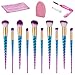 Makeup Brushes Set, Beauty Star 10PCS Professional Colorful Unicorn Make Up Brushes Foundation Blending Eyeshadow Blush Cosmetic Brush Set with 1PCS Lash Brush and 1PCS Brush Washing Board