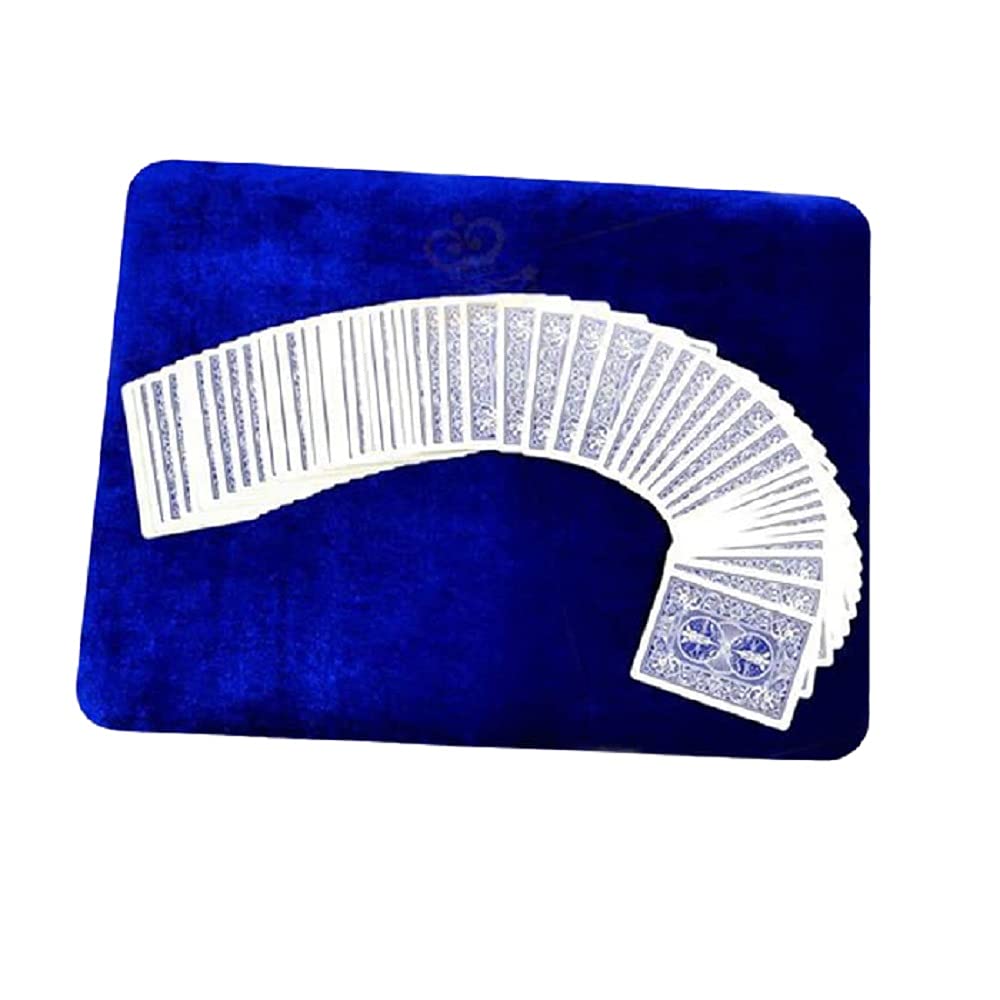 MilesMagic Magician’s Card Mat for Playing Cards, Poker, Coins Routines, Gimmicks and Magic Trick Close Up Performances | Made of Velvet, Soft and Light (Blue)