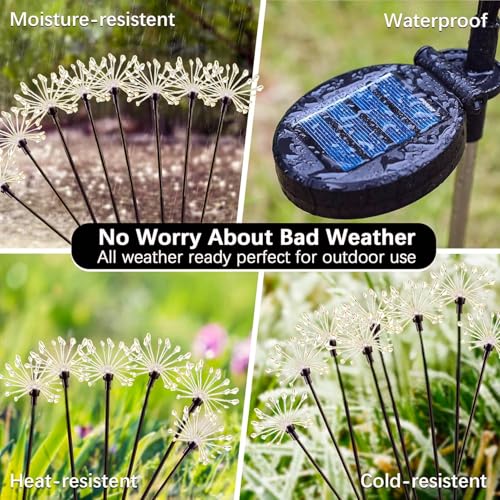 yowin Solar Outdoor Garden Light, 2 Pieces LED Solar Firework, 8 Modes Outdoor Lighting Firefly Solar, Waterproof Solar Light for Garden, Lawn, Terrace, Christmas Decoration