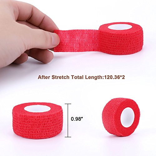 Self-Adhesive Cohesive Wrap Bandage Flexible Stretch Tape Athletic Strong Elastic First Aid Tape for Wrist, Ankle Sprains, Swelling 6 Packs, 1Inch X 5Yards