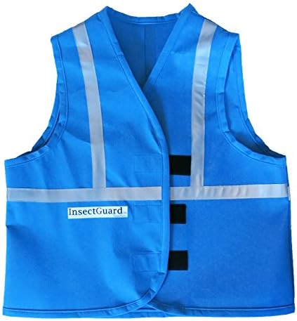 InsectGuard - Permethrin Treated Insect Repellent Vest Effective against Tick, Mosquitoes, Flies and More with Reflective Strips (Blue) Small/Medium