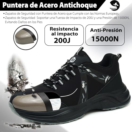 Safety Shoes Men Women Safety Sneakers Comfortable Lightweight Work Shoes Breathable with Steel Toe