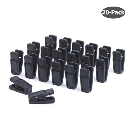 Aeeque® 20 Stück Robust Slim Schwarz Klammer Kunststoff Clips für Bekleidung / Hose / Kleid / Socken / Unterwäsche , Set of 2