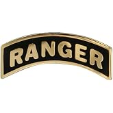 RANGER Tab Lapel Pin, Gold Black, 7/8 inch