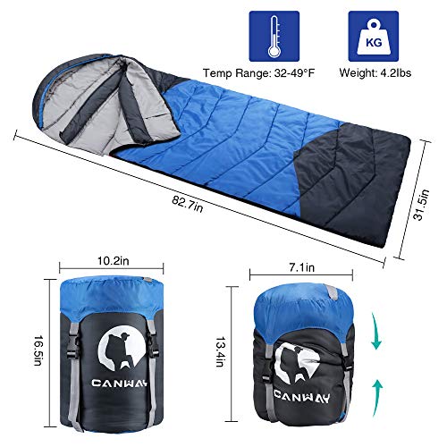 CANWAY Sleeping Bag with Compression Sack, Lightweight and Waterproof