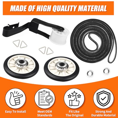 4392065 Dryer Repair Kit with 341241 Dryer Belt 691366 Idler Pulley 349241T Drum Roller Replacement for Whirlpool Kenmore Maytag Amana Dryer Parts, Replaces AP6010582 WP691366 AP3131942, wed4815ew1