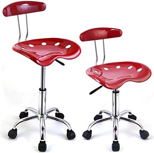 Set Of 2 Red Bar Stools Chairs Height Adjustable ABS Tractor Barstools Seat Kitchen Counter Stylish Modern Hydraulic Design Swivel 360 Degree Rotatable