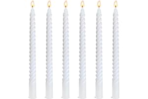 BEILISEN 6 Pack 10 Inch White Spiral Taper Candles for Home Decor and Religious Ceremonies, Unscented Dripless Twisted Candlesticks for Weddings Dinner Holiday Decoration Formal Events